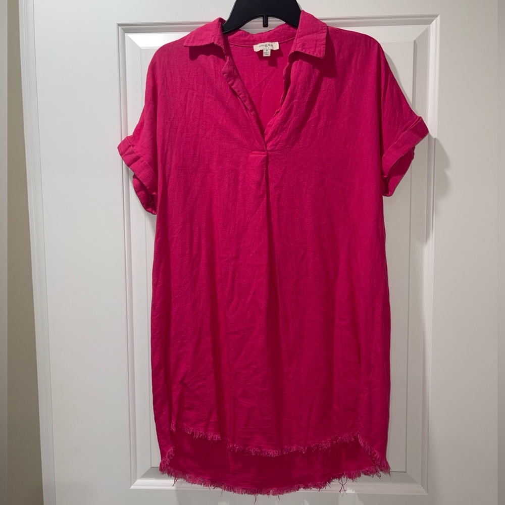 Umgee linen dress with raw hem